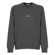 Stone Island Grå Bomullsweatshirt med Logotyptryck Gray, Herr