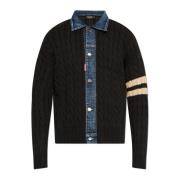 Dsquared2 Cardigan med deniminsatser Black, Herr