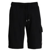 C.p. Company Svarta Fleece Cargo Shorts Black, Herr