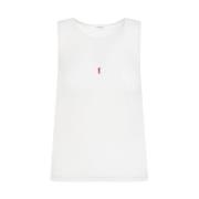 Saint Laurent Räfflad Ull Tank Top Naken & Neutrals White, Dam