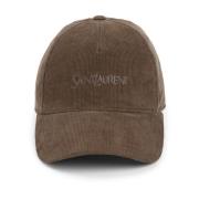 Saint Laurent Guld Corduroy Hat Green, Dam