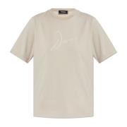 Dsquared2 T-shirt med tryckt logotyp Beige, Dam