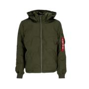 Alpha Industries Logo Puffer Dunjacka Mörk Oliv Green, Herr