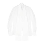 Genny Genomskinlig Organza V-ringad Blus White, Dam