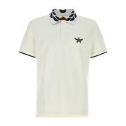 MCM Vit Stretch Piquet Polo Shirt White, Herr