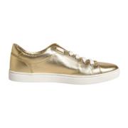 Dolce & Gabbana Guld Metallic Logo Sneakers med Gummisula Yellow, Herr