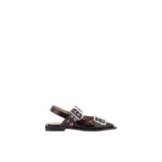 Ganni Justebara Ballerinaskor med Slingback-stil Brown, Dam