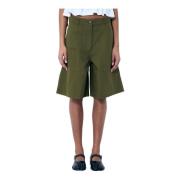 Cecilie Bahnsen Twill Shorts med Flera Fickor Green, Dam