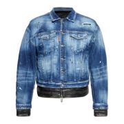 Dsquared2 Dubbel denim-läderjacka Blue, Herr