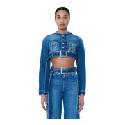 Jean Paul Gaultier Zip-Belt Denim Jacket Blue, Dam