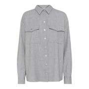 Gestuz Oversized Skjortblus Grå Melange Gray, Dam