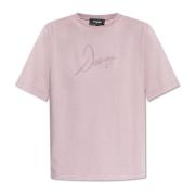 Dsquared2 T-shirt med tryckt logotyp Purple, Dam