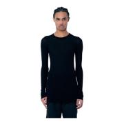 Rick Owens Genomskinlig Ribbad Långärmad Crewneck T-shirt Black, Herr