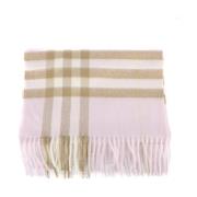 Burberry Rosa Cashmere Tartan Mönster Fransig Halsduk Pink, Unisex