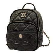 Chanel Vintage Pre-owned Nylon ryggsckar Black, Dam