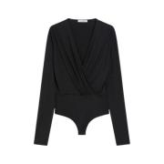 Max Mara Chic och bekväm draperad bodysuit Black, Dam