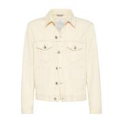 Brunello Cucinelli Vit Jacka Knappar Fickor Manschetter White, Herr