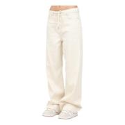 ONLY Beige Wide Leg Denim Jeans Beige, Dam