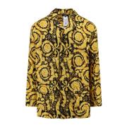 Versace Lyxig Guld Silke Pyjamas Skjorta Multicolor, Herr