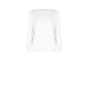 Rinascimento Broderad Logo Barchetta Neck Sweater White, Dam