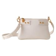 Borbonese Vit Läder Crossbody Väska White, Dam