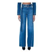 Jean Paul Gaultier Zip-Belt Denim Jeans Blue, Dam