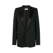 Saint Laurent Rör Tuxedo Jacka I Grain De Poudre Black, Dam