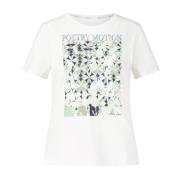 Marc Cain Blommigt Tryck T-shirt med Glittrande Stenar White, Dam