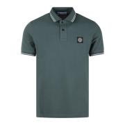 Stone Island Logo Polo Shirt Slim Fit Ss25 Green, Herr