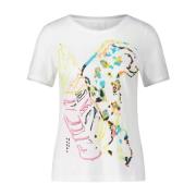 Sportalm Leopardtryck Bomull T-shirt White, Dam