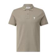 Ami Paris Logo Polo Shirt Klassisk Stil Beige, Herr