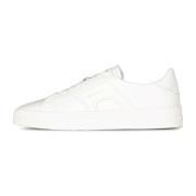 Santoni Läder Dubbel Spänne Sneakers Gummisula White, Herr