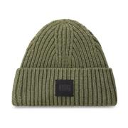 UGG Räfflad Beanie Vintermössa Stiligt Logotyp Green, Dam