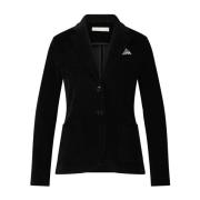 Circolo 1901 Sammet Skräddarsydd Blazer med Fickor Black, Dam