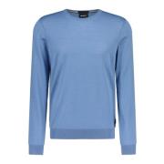 Hugo Boss Elastisk Ull Pullover Slim-Fit Modern Blue, Herr