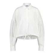 Msgm Semitransparent Blus med Unik Textur White, Dam