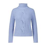 Marc Cain Chunky Stickad Turtleneck Tröja Blue, Dam