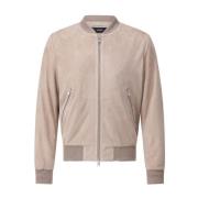 Arma Mjuk Läder Blouson Jacka Beige, Herr