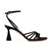 Aquazzura Svart Mocka Öppen Tå Klackar Black, Dam