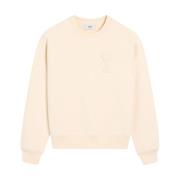 Ami Paris Kräm Vit Monogram Crew Neck Sweatshirt Beige, Herr