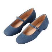 Alohas Por Do Sol Denim Blue Denim Ballet Flats Blue, Dam