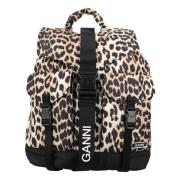 Ganni Leopardmönstrad Ryggsäck Handväska Multicolor, Dam