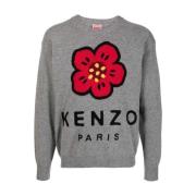 Kenzo Grå Tröja med 'Boke Flower' Motiv Gray, Herr