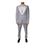 Dolce & Gabbana Grå Slim Fit 3-delat Kostym Gray, Herr