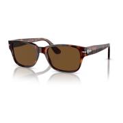 Persol Polariserade Rektangulära Solglasögon Havana Brun Brown, Unisex