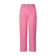 PS By Paul Smith Corduroy Hög Midja Straight Leg Byxor Pink, Dam