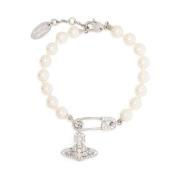 Vivienne Westwood Signatur Orb Pärla Charm Halsband White, Dam