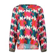 Marc Cain Silke Mönstrad Blus Multicolor, Dam