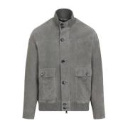 Brioni Mocka Läder Blouson Jacka Gray, Herr