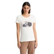 Liu Jo Blommig Logga Bomull T-shirt White, Dam